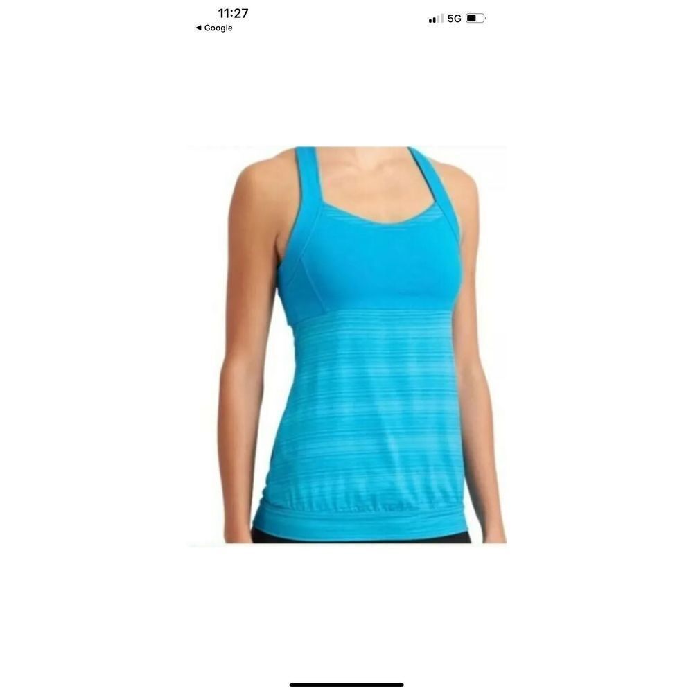 NWT Athleta M Flash Blue Crunch and Punch Tank Top Gym Run Breathable - Picture 3 of 9